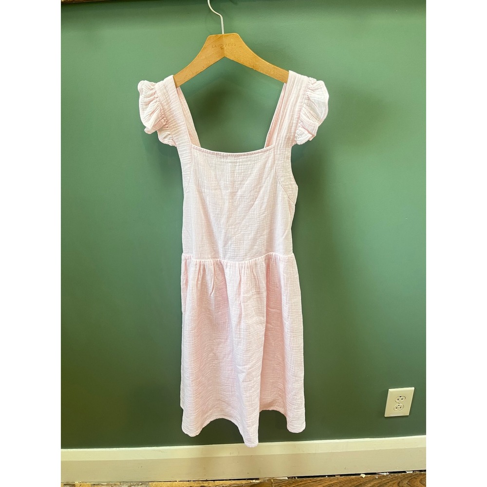 Reiss Kids Pink Cerys Cross Back Cotton Gauze Ruffle Dress Age 10-11 NEW